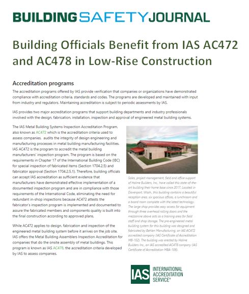 IntlAccredSvc's tweet photo. Building officials benefit from IAS AC472 and AC478, two major accreditation programs that support the design, fabrication, installation, inspection and approval of engineered metal building systems. https://t.co/6Vux25ONe7  #IASAccreditation #AC472  #AC478 #MetalBuildings https://t.co/mMaR4lvopb