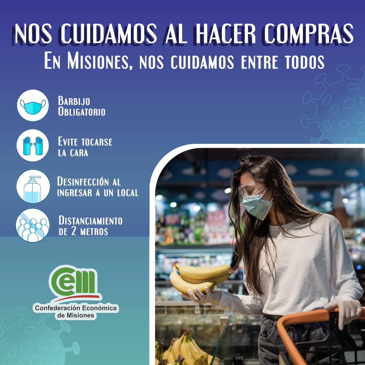 CEMISIONES's tweet photo. Nos cuidamos al hacer #lascompras😷🦠
🔸Realizar las compras en negocios de cercanía
🔸Distanciamiento físico al hacer fila y dentro de locales
🔸Desinfectar manos al ingresar y salir de un local
🔸Intentar realizar compras online o por WhatsApp
🔸Desinfectar los productos https://t.co/JPrc7yJ2Vb