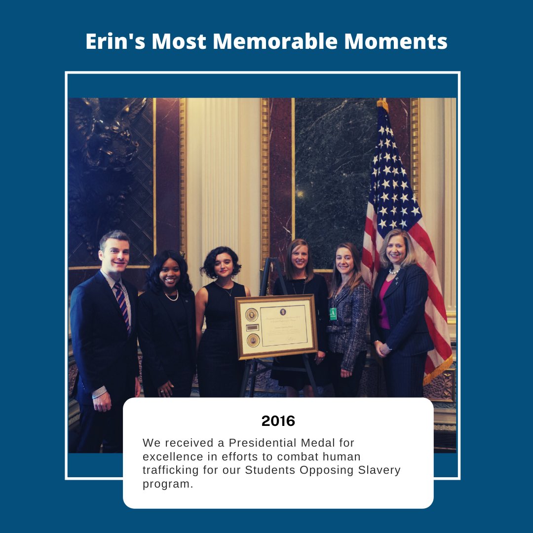 LincolnsCottage's tweet photo. This week we are highlighting memories from the tenure of departing CEO @erin_mast.  In 2016 we received a Presidential Medal for excellence in efforts to combat human trafficking for our Students Opposing Slavery program. #mastsmemories #sossummit https://t.co/THemaT8ZMm