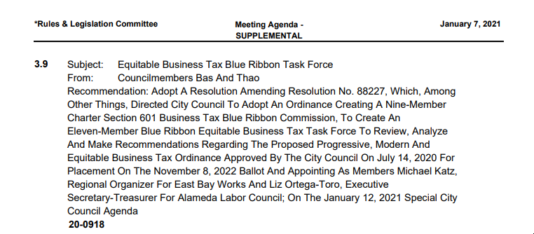 Gabrielle Halland of SEIU calls in to support the proposal to expand the "Blue Ribbon Committee" on business tax receipts to include labor reps. Halland also says its premature to contemplate an austerity budget, as much more money may be coming from Fed with new admin
