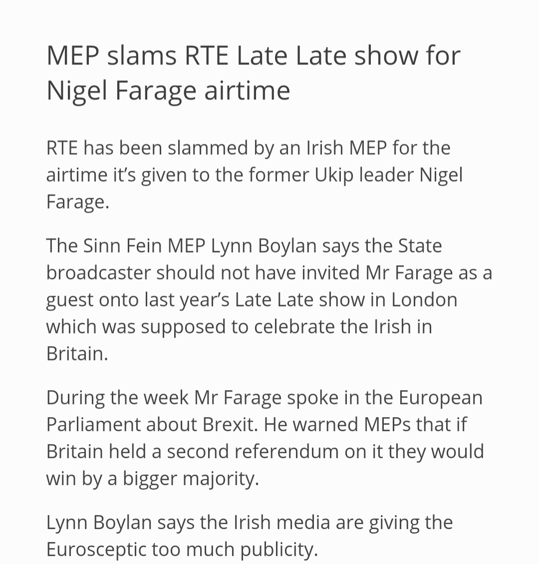 Irish media repeatedly platforming the British far right - including someone who said migrants were like "coakroaches" - often to discuss Trump&Co.