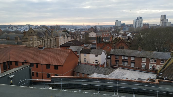 SloaneSquaredUK's tweet photo. Today @SloaneEsq took social distancing to a new level with a roof reccy at a local venue.  It was chilly! https://t.co/YZKBdW2utR
