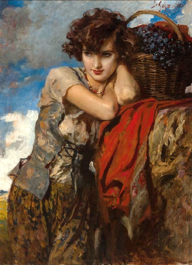 Res: Leopold Schmutzler (1864-1941) / Gypsy Grapes Seller