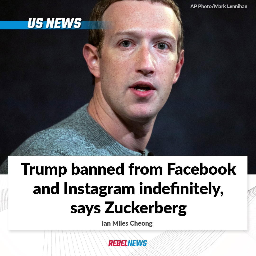 Mark Zuckerberg, CEO of Facebook, has said that President Donald Trump will be banned from Facebook and Instagram indefinitely.

MORE:  rebelne.ws/38pbzuU