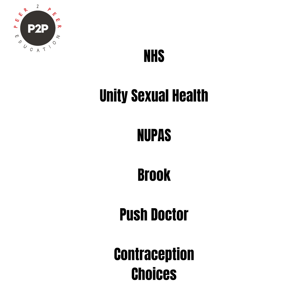 p2peducation's tweet photo. Check out these organisations to learn more about Contraception!
#p2peducation #contraception #choices #sexualhealth #safersex #familyplanning #clinic #nhs #health #wellbeing https://t.co/dHsBbOicIB