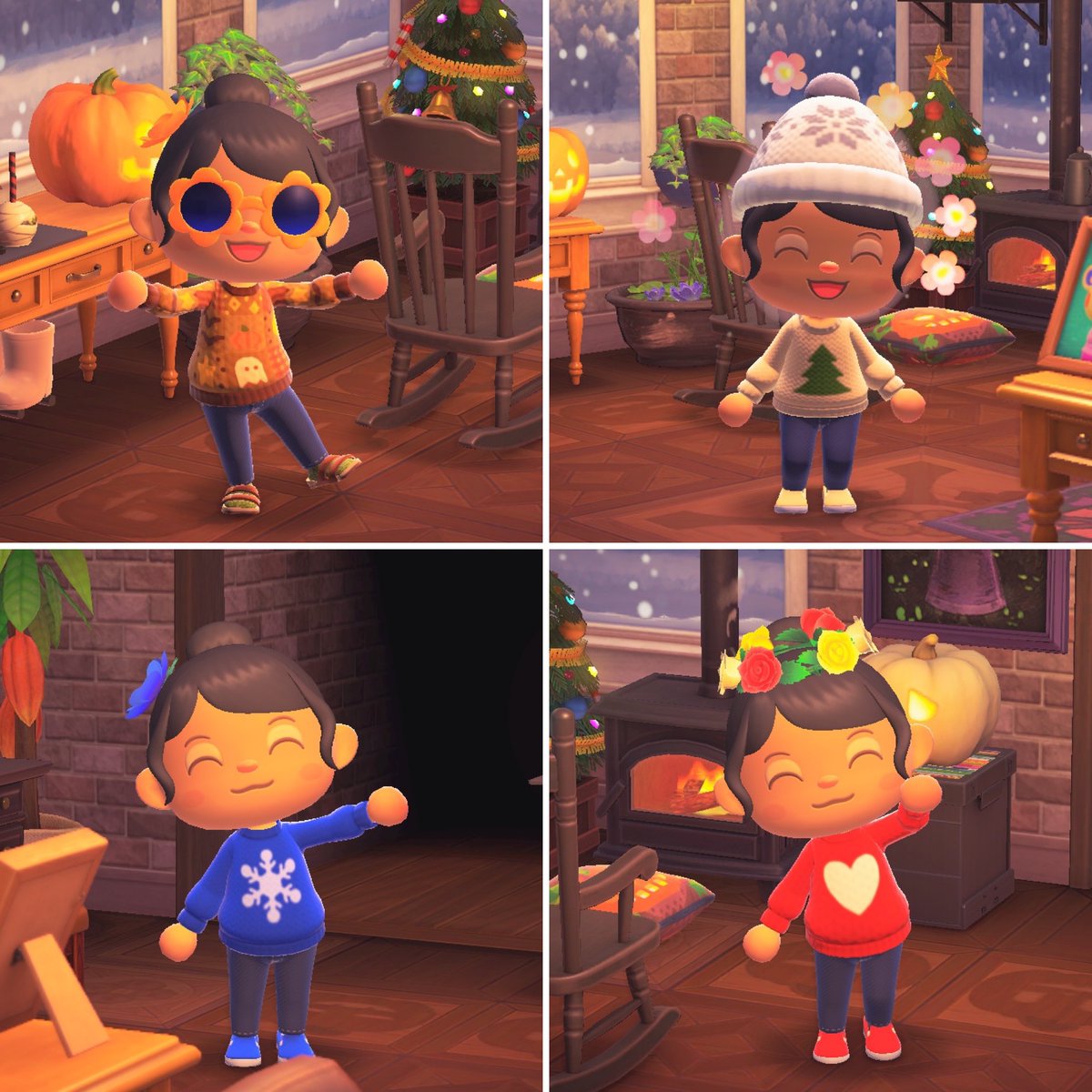 peachio's tweet photo. My ACNH holiday attire!
-Fall/Halloween 🎃
-Christmas🎄
-Winter ☃️
-Balentiones/Valentine’s ❤️ https://t.co/15kjhyuswn
