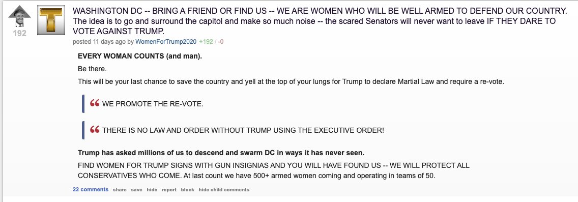 I guess the DC Police doesn't have a person monitoring TheDonald. If you look, there is plenty of PUBLIC conversation about a potential breach and occupying the Capitol prior to yesterday's events. (see more pics in thread).  https://twitter.com/ReporterCioffi/status/1347231440669446146