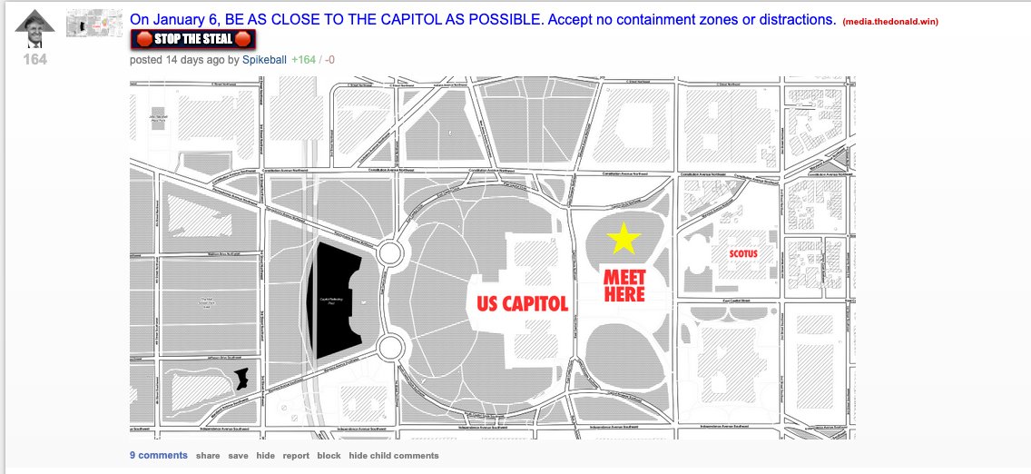 I guess the DC Police doesn't have a person monitoring TheDonald. If you look, there is plenty of PUBLIC conversation about a potential breach and occupying the Capitol prior to yesterday's events. (see more pics in thread).  https://twitter.com/ReporterCioffi/status/1347231440669446146