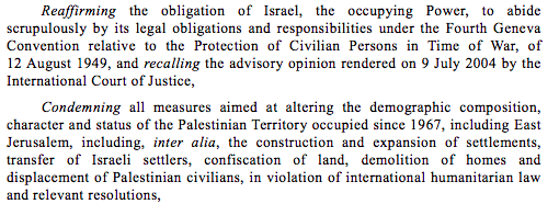 2/25 Viewing the West Bank as part of a de-facto does not one state strip Palestinians of their protected status under intl law: de jure annexation of East Jerusalem did not change the status of Palestinians living there. See UNHCR 2334.