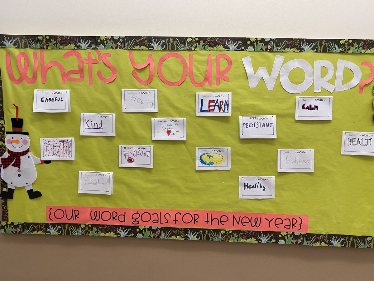 MissSoldano's tweet photo. What’s YOUR word? 5th graders simplified their resolutions to one word they want to embody in 2021 and made an action plan to do so ⭐️ https://t.co/w7jie6Oh3c