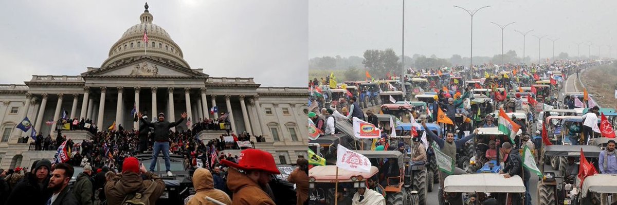 deepakloomba_in's tweet photo. "A Tale of two protests"
Read my article on events that unfolded on Capitol Hill yesterday and those at Border of Delhi by Farmers to observe interesting &amp; far reaching trends. https://t.co/dG1LM0C759 https://t.co/JigbkmG8Et