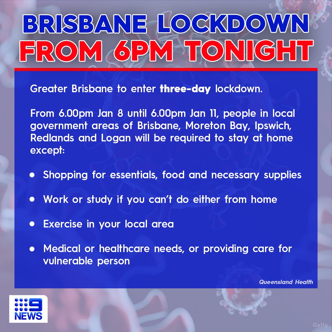 9news Queensland On Twitter Lockdown Rules Premier Annastacia Palaszczuk Has Announced A Three Day Lockdown In Greater Brisbane As Authorities Scramble To Prevent The Spread Of The Highly Contagious Uk Strain Of Coronavirus