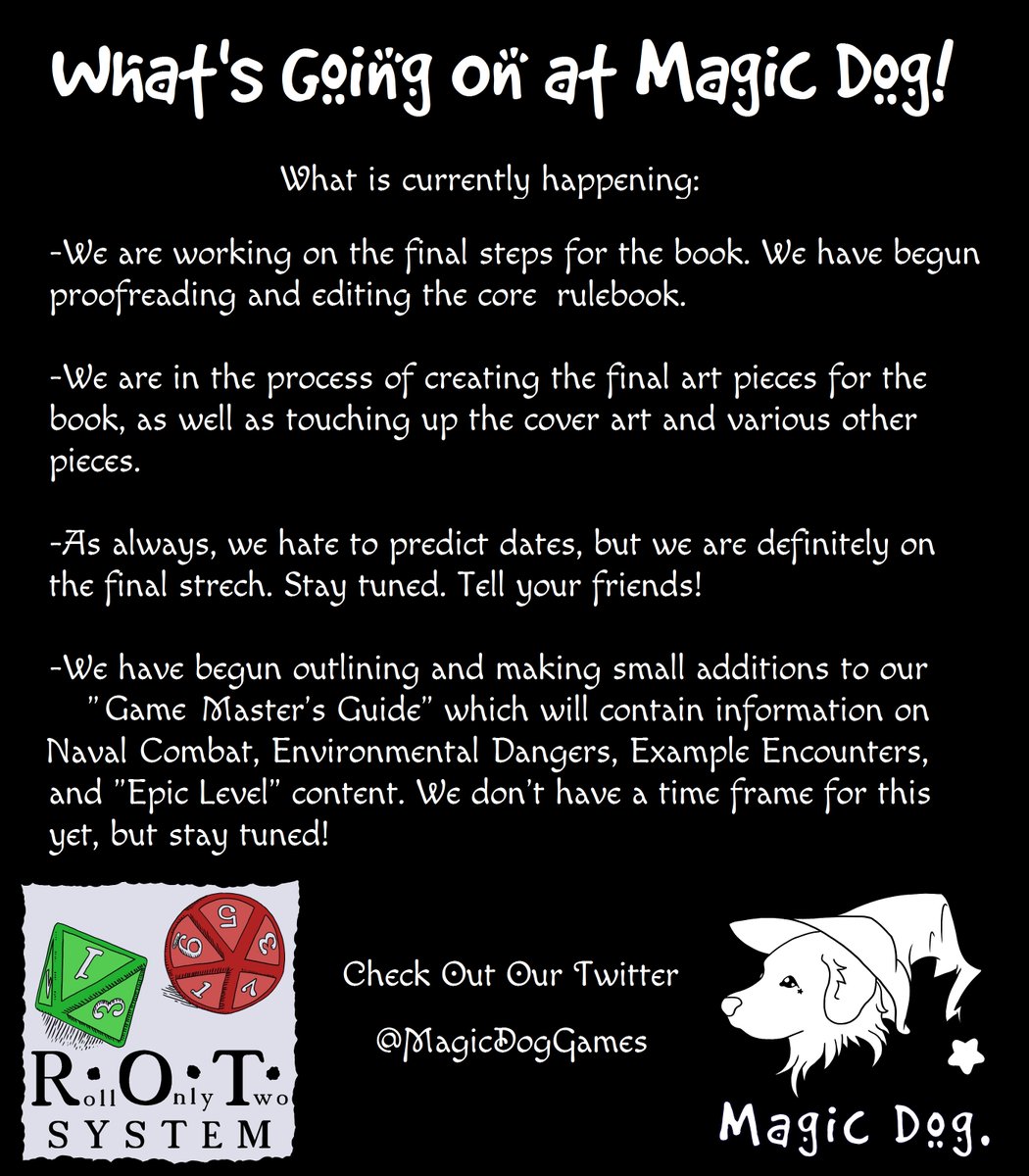 MagicDogGames's tweet photo. News Letter for January 2021! #Newsletter #TTRPG #RoleplayingGame #CoreRulebook #MachinaAndMagic https://t.co/s0bTKpxDSG