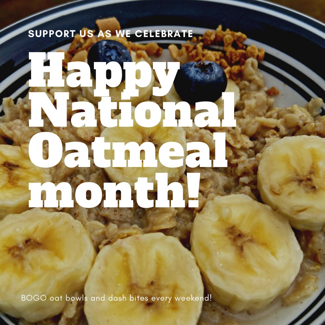 Happy #NationalOatmealMonth 🥣
Join us as we celebrate and come up with tasty &amp; creative dishes! 😋

Follow us on Instagram @DashingOATS • Facebook <a href="/DashingOats/">DashingOATS</a>
