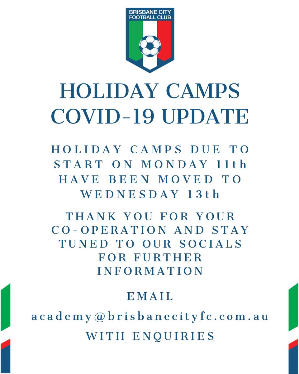 Brisbane City Fc On Twitter Holiday Camps Covid 19 Update