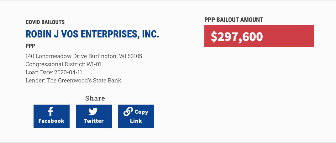 ICYMI: The federal government released more detailed data about PPP loan recipients and amounts after several national media organizations won a Freedom of Information Act lawsuit in December. Now we know the exact bailout amount  @SpeakerVos received for one of his companies.  https://twitter.com/patrickdmarley/status/1280227541425455109