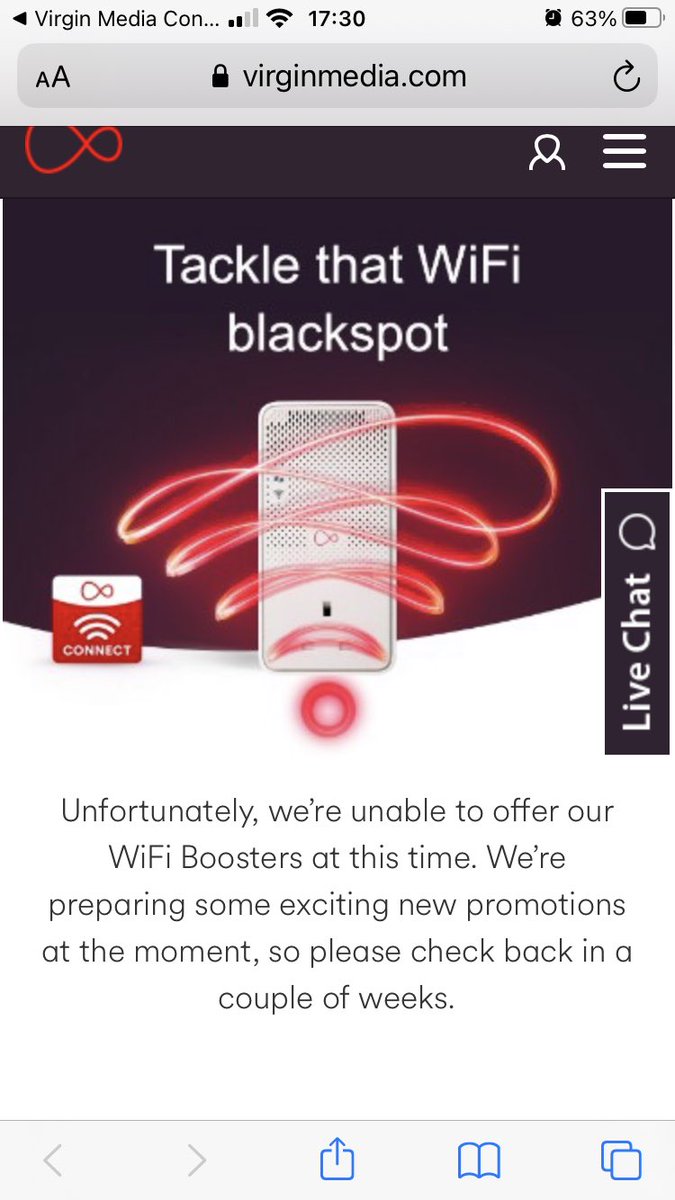 JohnapSteffan's tweet photo. @virginmedia we’ve been in a message queue on the connect app since 14.42 today and still haven’t had a reply. Our WiFi has a blackspot in our office and we’re eligible for a booster to solve it. Can you please help ASAP? https://t.co/1Wg3udsT8G