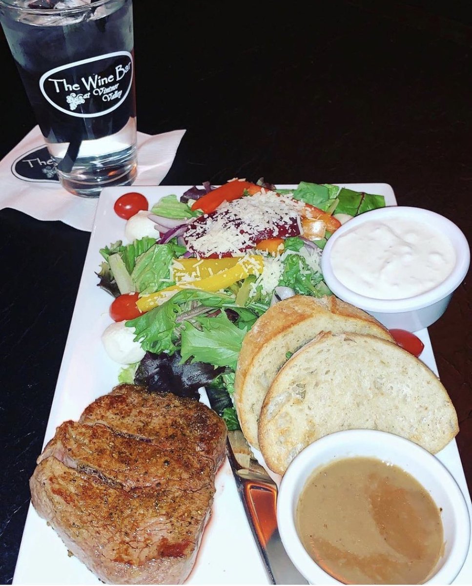 VintnerValley's tweet photo. Current craving.....Steak. Salad. 😍 join us for a much needed #HappyHour and Dinner. 

Happy Hour - 4pm-6pm -1/2 off Cheese, Bianca and Margherita Pizzas and salsa de parmigiano. 1/2 off wine by the glass, and beer that are less than $20 and $4 select liquors with single mixers. https://t.co/dspGSBn7Z3