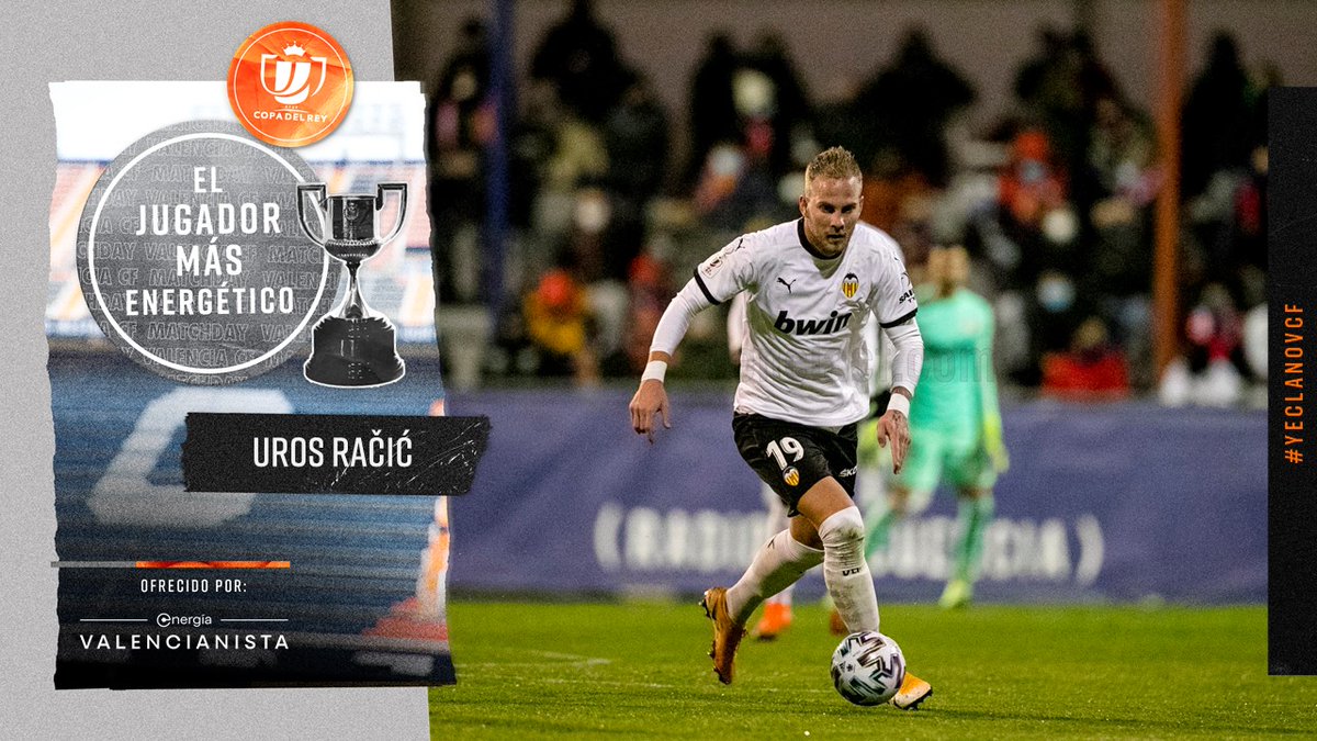 valenciacf_vale's tweet photo. ♻️ El jugador més ENERGÈTIC del #YeclanoVCF 🔵🔴🦇
Amb tota l'Energia Valencianista és...
⚡ UROS RAČIĆ ⚡
#AMUNTValencia ⚽ #CopaDelRey https://t.co/zrNOdO1UnJ