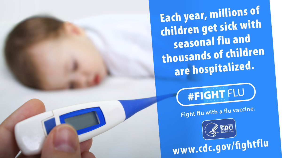 CDCgov's tweet photo. Children younger than 5, and especially those younger than 2 are at higher risk for flu complications. If your child is 6 months or older and hasn’t been vaccinated, there’s still time for a #flu vaccine. https://t.co/0g2mvf5Cxi https://t.co/SQQxgfZOSo