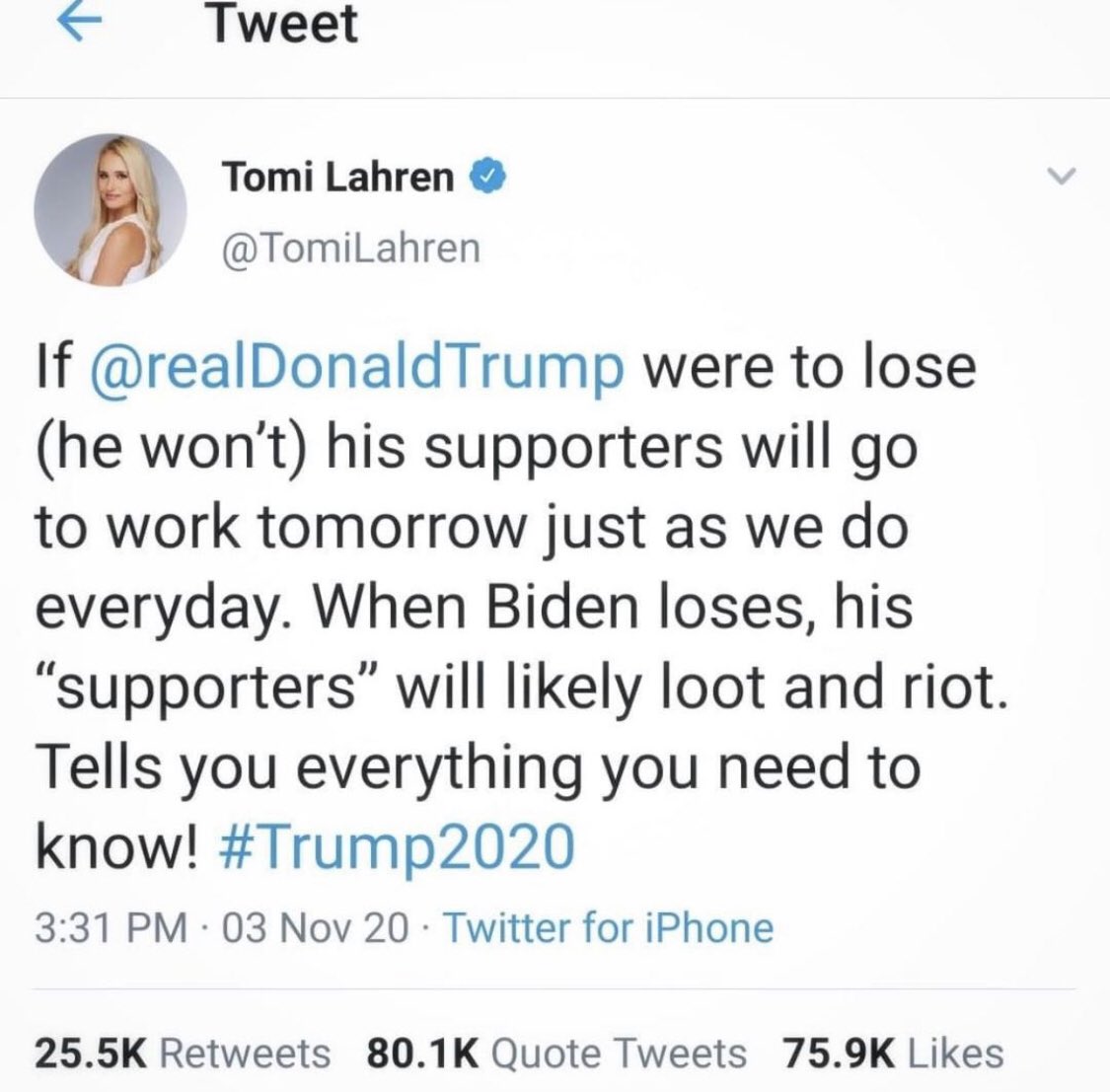 DaniD1023's tweet photo. @TomiLahren Remember this? Please STFU forever. https://t.co/SICJGquU3N