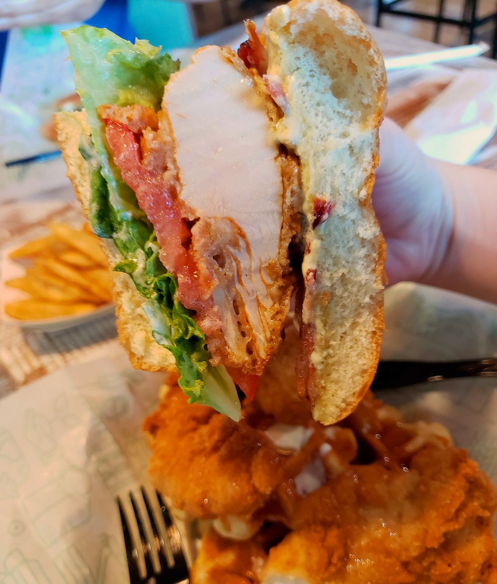RavesonFaves's tweet photo. You know you got something special here when the chicken is thicker than the bun 💯👌. This chicken sandwich from The Hatchery in Dale Mabry is AMAZING.👍 #tampa #thehatchery #tampaeats #tampafl https://t.co/zkhYi9DqEB