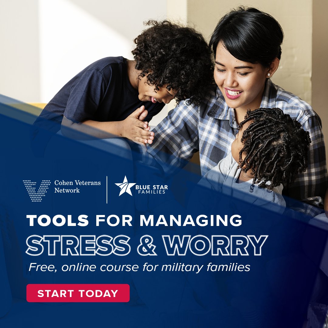 Our new #CVNToolsForStress course was specifically created to help veterans and military families experiencing stress and worry.  It will provide you with new tools that don't require much time and can easily fit into a busy schedule. cohenveteransnetwork.org/toolsforstress