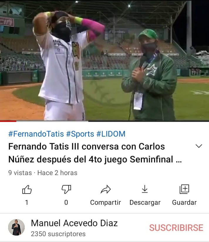 ManuelAcevedo01's tweet photo. Entrevista conpleta @fernando_tatis21 luego de primera victoria de las @estrellasbc en #semifinala ante los @gigantescibao en mi canal de YouTube con el compañero Carlos Nuñez para la transmisión de TV de las Estrellas.
Aqui el link de la entrevista:
https://t.co/VX7IUozU6e https://t.co/zhwXd9IwQ7