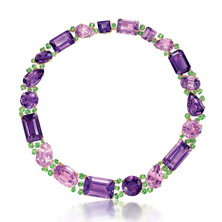 More purple with green accent, might be emeralds, not sure. No notes on this one. (Verdura)