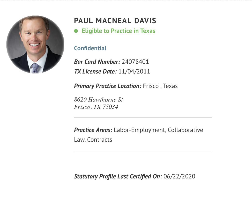 This is Paul Davis. He is a lawyer