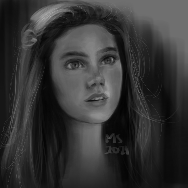 Smeekow's tweet photo. Haven't drawn much lately. I just find myself freezing when I should be productive, and when I get myself to open up CSP I don't know what to do. So I forced out a portrait study. It's a start #Labyrinth #PortraitStudy #JenniferConnelly #YouHaveNoPowerOverMe https://t.co/mqzOK4EJyG