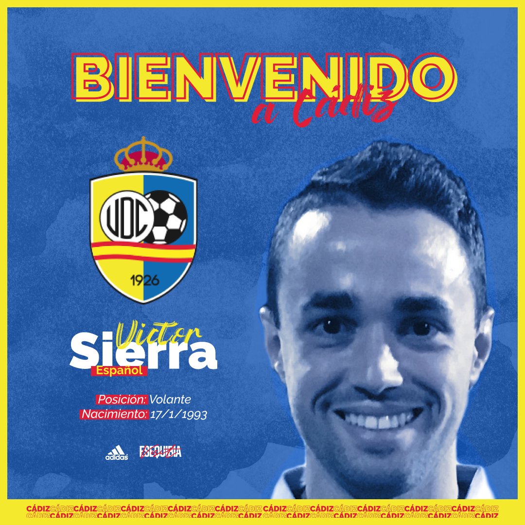 UDCadiz's tweet photo. 📝 BIENVENIDO VÍCTOR!

La Unión Deportiva Cádiz anuncia la llegada en condición de jugador libre del volante central español Víctor Sierra, firmando contrato con nuestra institución por los próximos dos años.

¡Buena suerte, Víctor! https://t.co/cqu0LHtcxh