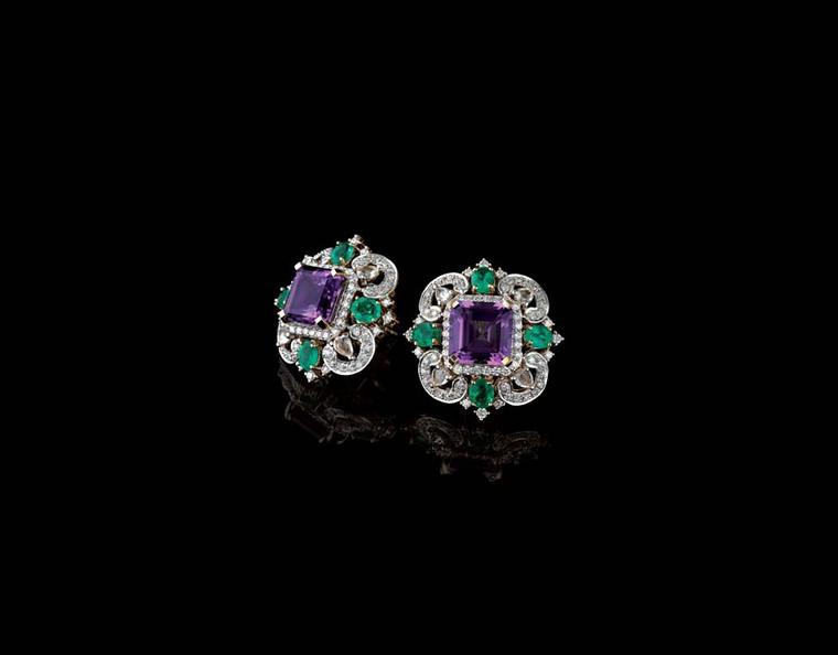 I love the classic filigree look, especially when they fill it in with unusual stones like amethyst and emeralds for accents. (Tanishq)