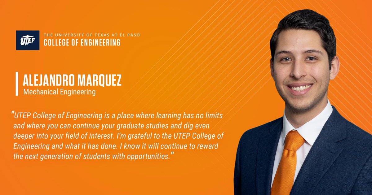 UTEPMechanical's tweet image. Alejandro Marquez
Mechanical Engineering

#MajoringMechanical #engineeringutep #PickEngineering