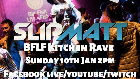 This Sunday tune into the BFLF kitchen rave with @slipmatt at 2pm - free on Facebook/Twitch/Youtube!