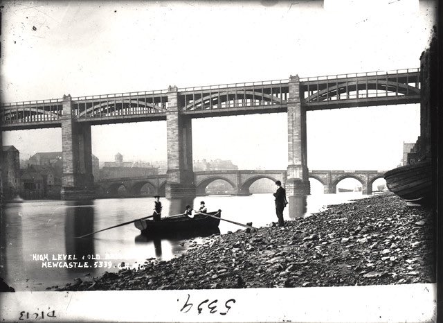 A daguerreotype of Robert Stephenson from 1851, and his High Level Bridge across the Tyne photographed in 1865