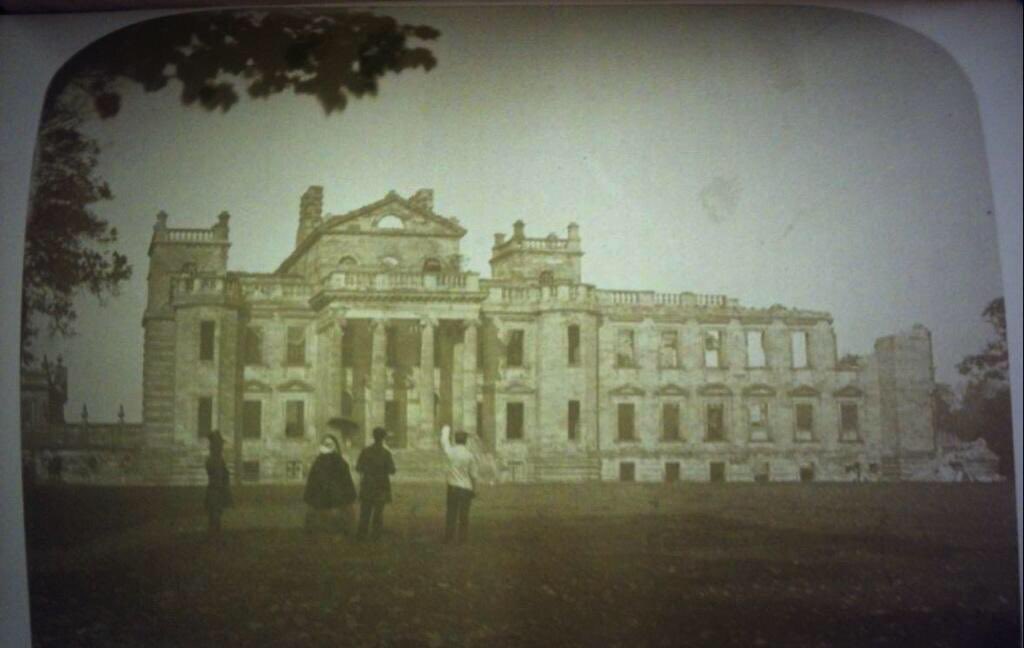 Seaton Delaval Hall in 1855 showing the short-lived extension to the east wing. Alongside is the fantastic Indian copy of Delaval Hall at Dilkusha Kothi in Lucknow, taken in 1858 after the Indian Mutiny/Rebellion of the previous year.