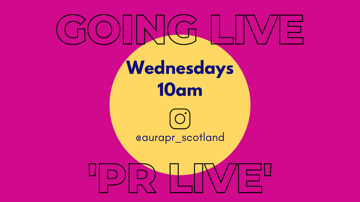 laurasuth's tweet photo. ICYMI I'm launching 'PR Live' next Wednesday over on Instagram. 
I want to bust myths, prove value, give tips and support those who need it. Join me every Wednesday at 10am (@aurapr_scotland) and feel free to ask questions now or live. #PRLive https://t.co/1RxjzxZY4P
