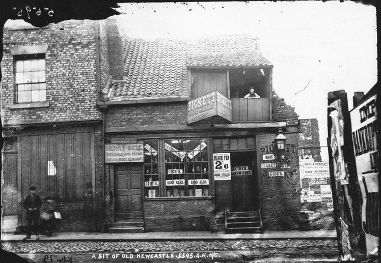 Henry Bell’s wine and spirits shop on St John’s Lane in Newcastle taken in 1861.