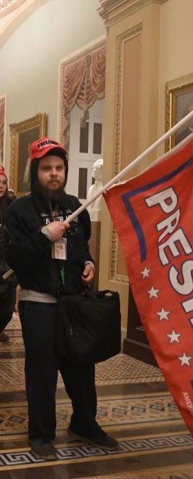 When we began the March on the capitol I walked next to this man.He had an ear piece and a megaphone, informing us they were using tear gas and to bring goggles and do whatever we could to get inside the capitol building.