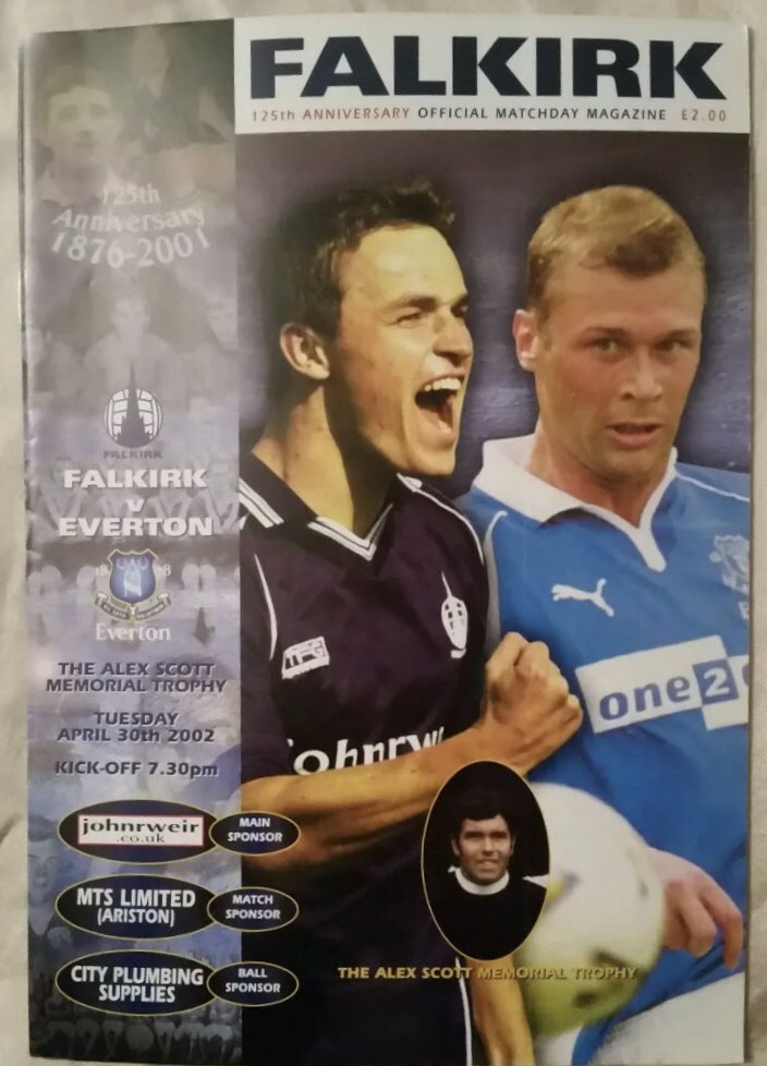 #200 Falkirk 0-3 EFC - Apr 30, 2002. New EFC boss David Moyes’ first friendly in charge saw him take EFC to Falkirk to play for the Alex Scott Memorial Trophy (Scott played for both EFC & Falkirk in the 1960s & 1970s). EFC won 3-0, with goals from Campbell, Blomqvist & Pembridge.