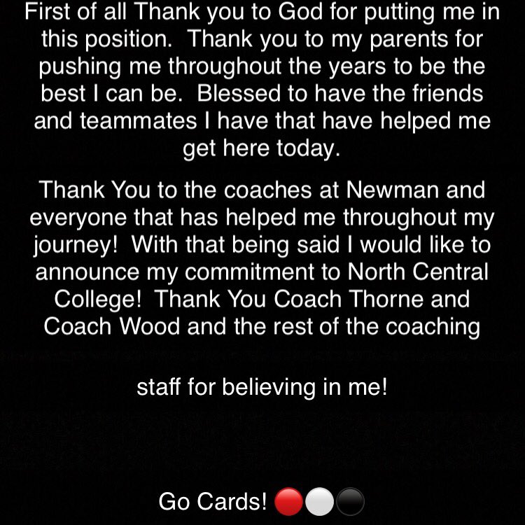 100% Committed!!!!!!!
@C_wood34 
@cardhcjt 
<a href="/NCC_Athletics/">NCC Cardinals</a> 
<a href="/football_ncc/">NCC Football</a> 
@Coach_Kreczmer 
<a href="/NewmanFootball1/">Newman Football</a>