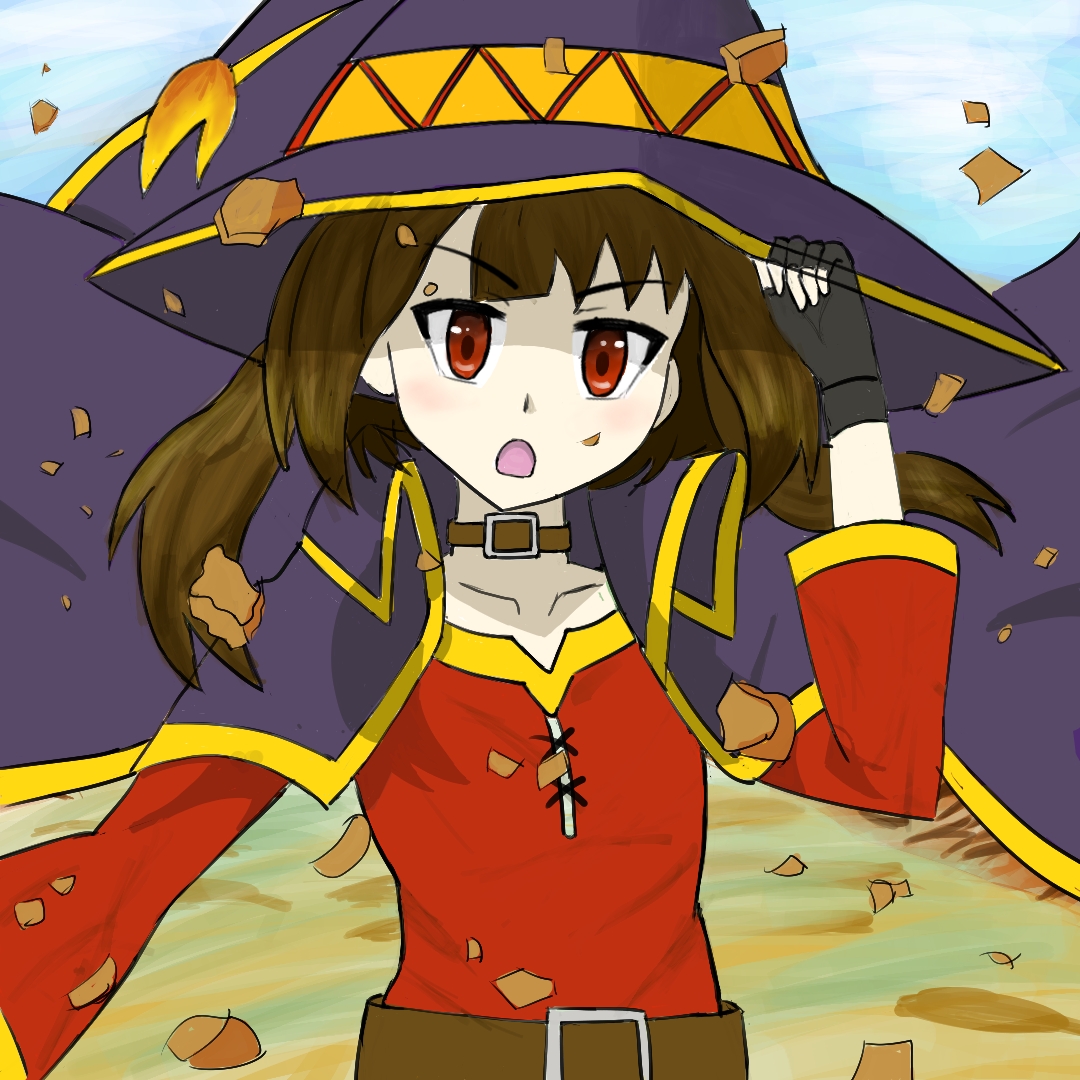 Raigecki's tweet photo. Darkness blacker than black and darker than dark... fill in the blanks!
#megumin #konosuba #konosubafanart #meguminart #archwizard #chargingmyattack #explosion #magic #digitalart #anime #animefanart https://t.co/zBHtAFXWfD