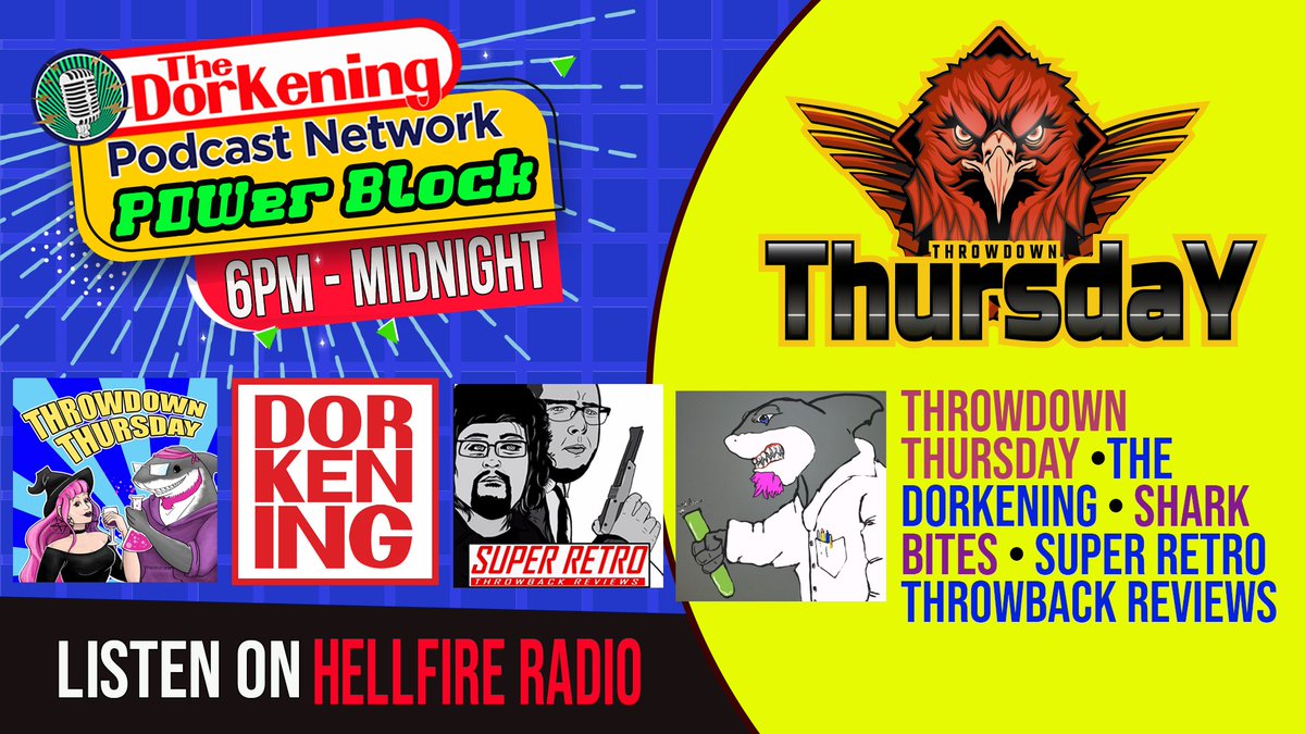 The Dorkening (@thedorkening) on Twitter photo it's #ThrowdownThursday! TONIGHT on <a href="/Hellfireradio61/">Hellfireradio666</a> we have <a href="/TDThursdayPod/">Throwdown Thursday Podcast π¬π¦π·</a> <a href="/TheDorkening/">The Dorkening</a> @SuperRetroTBR @SuperRetroTBR & #SharkBites #podcasting #podcastlife 
Listen on <a href="/Live365/">Live365</a> Search for #HellfireRadio or hellfireradio.com it's #ThrowdownThursday! TONIGHT on <a href="/Hellfireradio61/">Hellfireradio666</a> we have <a href="/TDThursdayPod/">Throwdown Thursday Podcast π¬π¦π·</a> <a href="/TheDorkening/">The Dorkening</a> @SuperRetroTBR @SuperRetroTBR & #SharkBites #podcasting #podcastlife 
Listen on <a href="/Live365/">Live365</a> Search for #HellfireRadio or hellfireradio.com