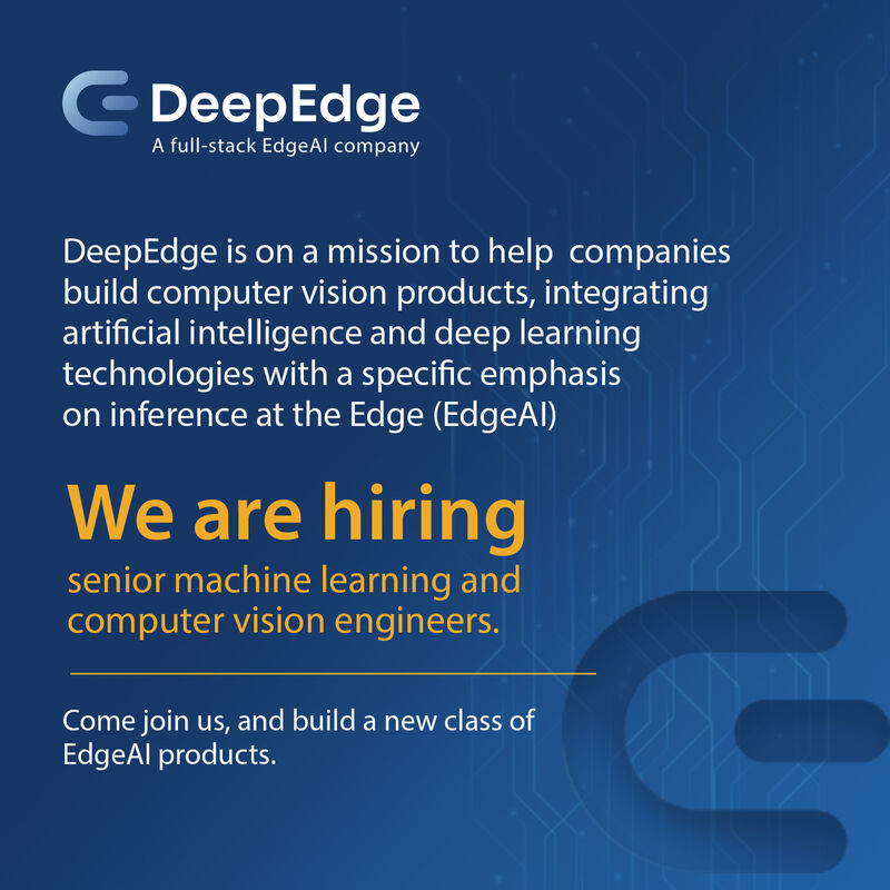 DeepEdgeAI's tweet image. DeepEdge is looking for senior machine learning and computer vision engineers. lnkd.in/gB5VfEW

#Hiring #Deepedgeai #MachineLearning  #computervision
#engineers