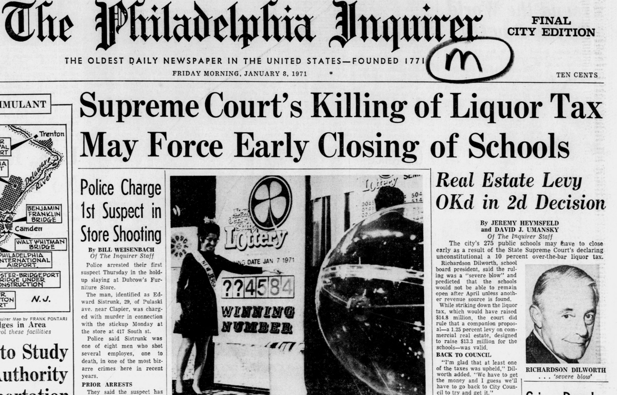 50 years ago today in  #phled news...School board president Richardson Dilworth says Philly schools may CLOSE at the end of April because the state Supreme Court struck down a city tax on liquor.Yes, Philly schools and state interference have a loooong history...(thread)