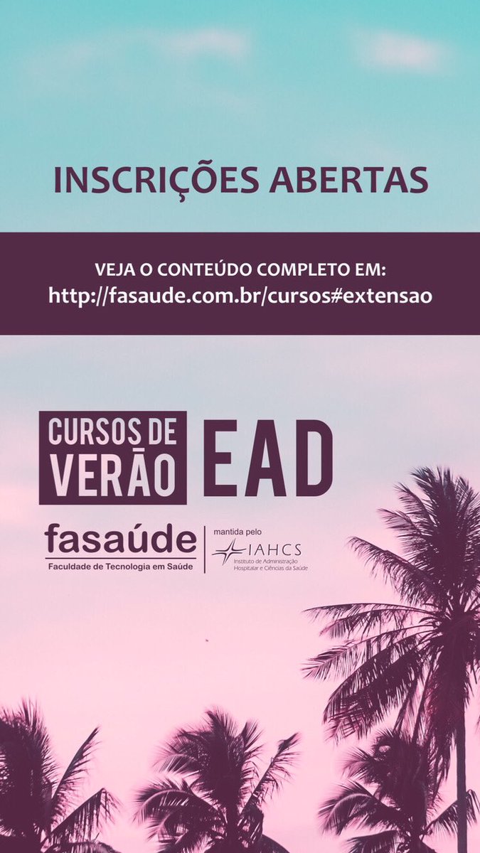 fasaude's tweet photo. Inscrições abertas! Cursos de Verão @fasaude Saiba mais sobre os conteúdos e as formas de pagamento em https://t.co/bZeGbrTTdo https://t.co/iiTNTMoMXe