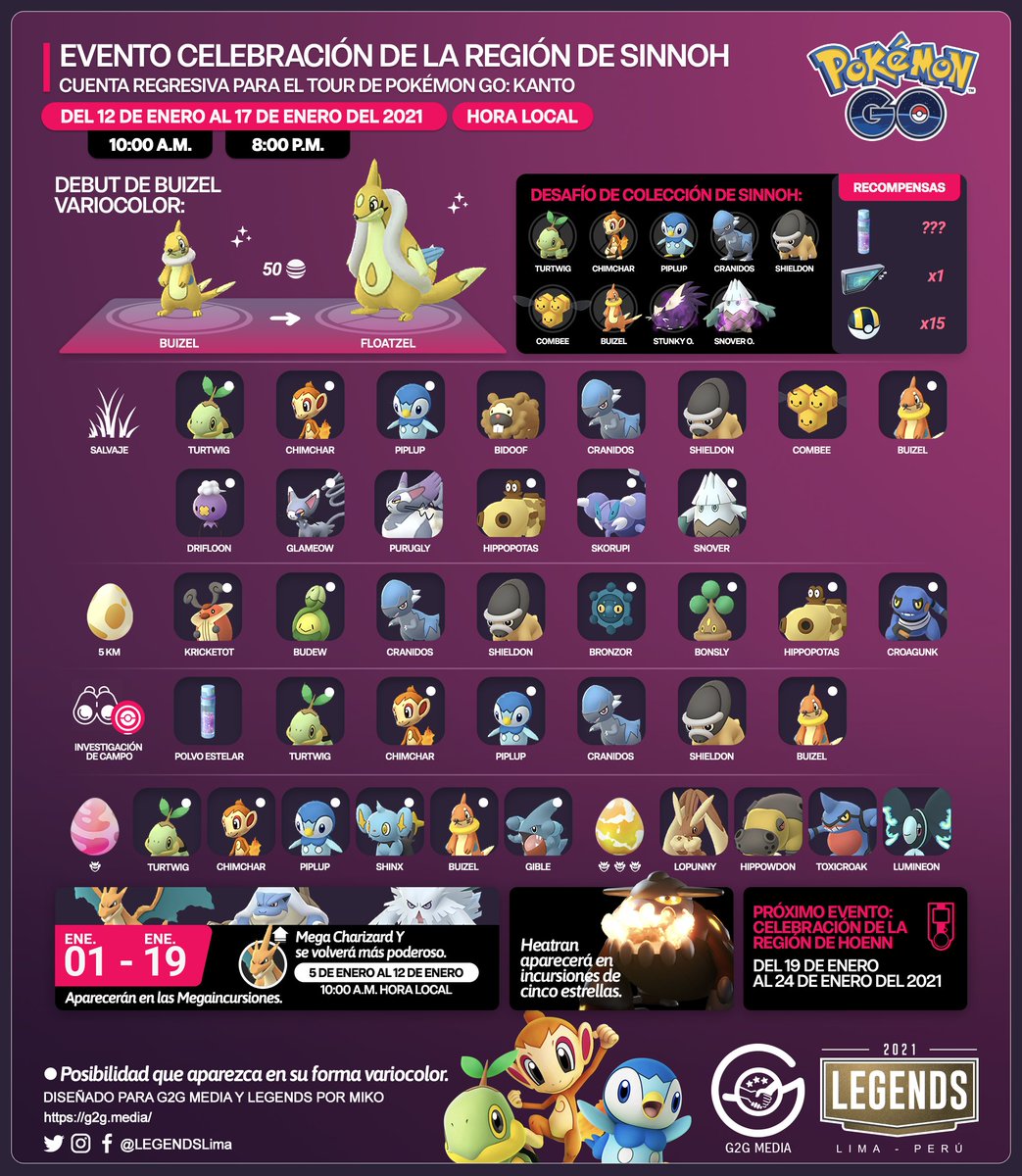 LEGENDSLima's tweet photo. 🇪🇸
Cuenta regresiva para el Tour de #PokémonGO: #Kanto, ¡celebra la región de #Sinnoh!

#PokémonGOApp #G2G https://t.co/SXQB8VNars