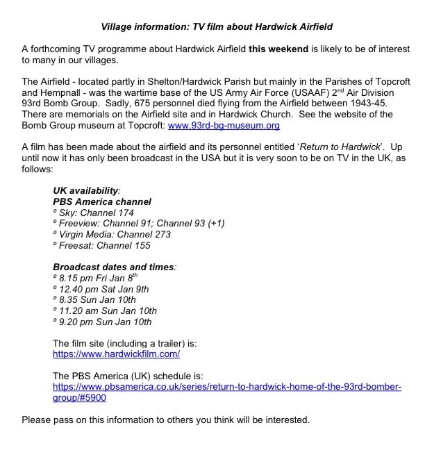 CareShareSmile's tweet image. Looking forward to learning more about the important role of #USAAF personnel based at #Hardwick #Airfield #Norfolk during #WW2 - UK TV premiere on @PBSAmerica this weekend - dates and times below. @SNorfolkCouncil @NorfolkCC @EDP24 @BBCNorfolk #ReturnToHardwick