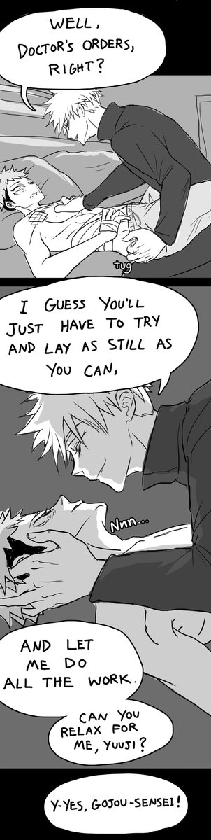 hngr4fngr's tweet photo. [ goyuu 五悠 , nsfw implied] 
after ep. 13, yuuji is healing up in gojou-sensei's room❤️ https://t.co/G0StF4R4p6